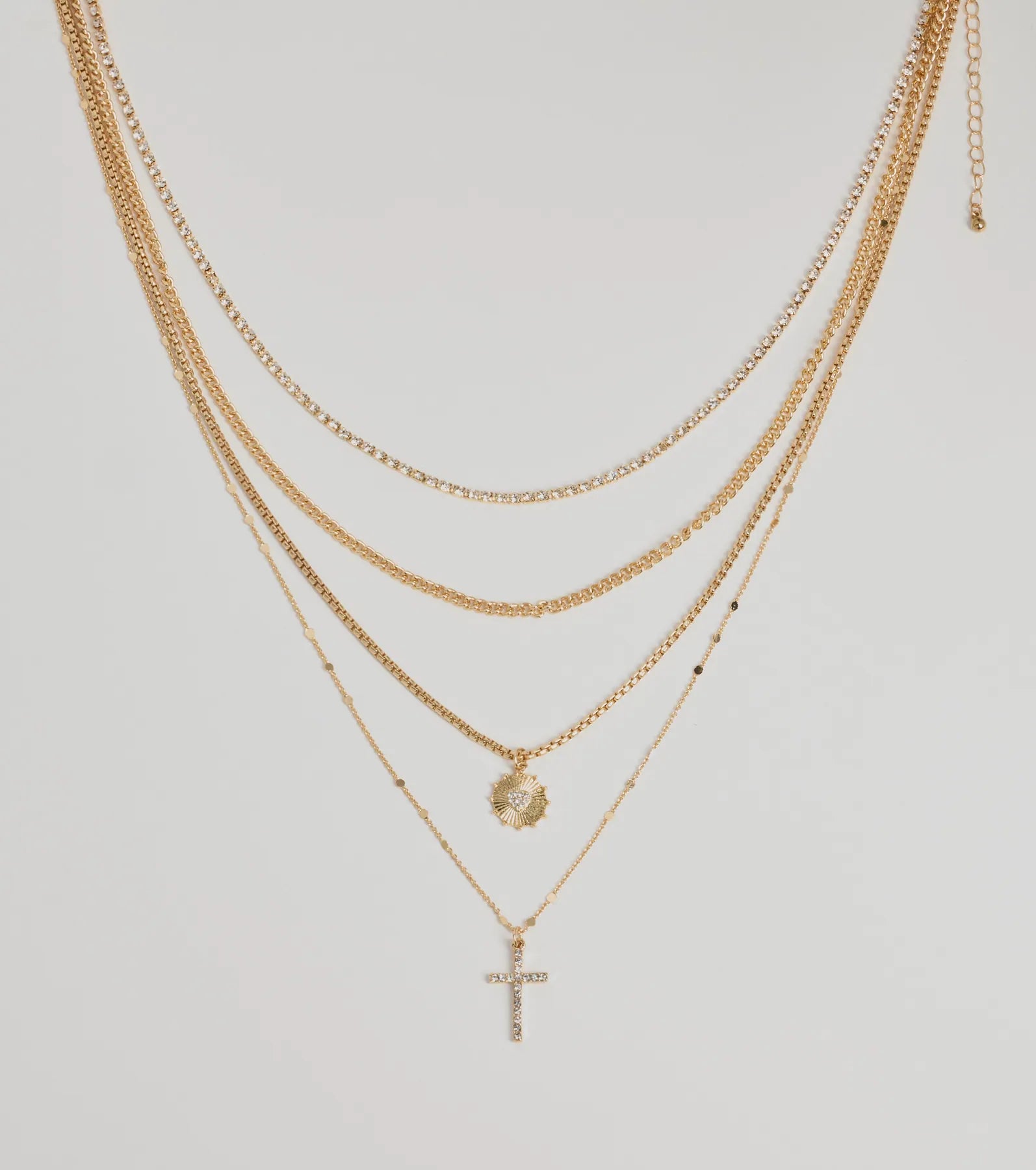 Windsor Sleek Bliss Layered Cross Charm Necklace