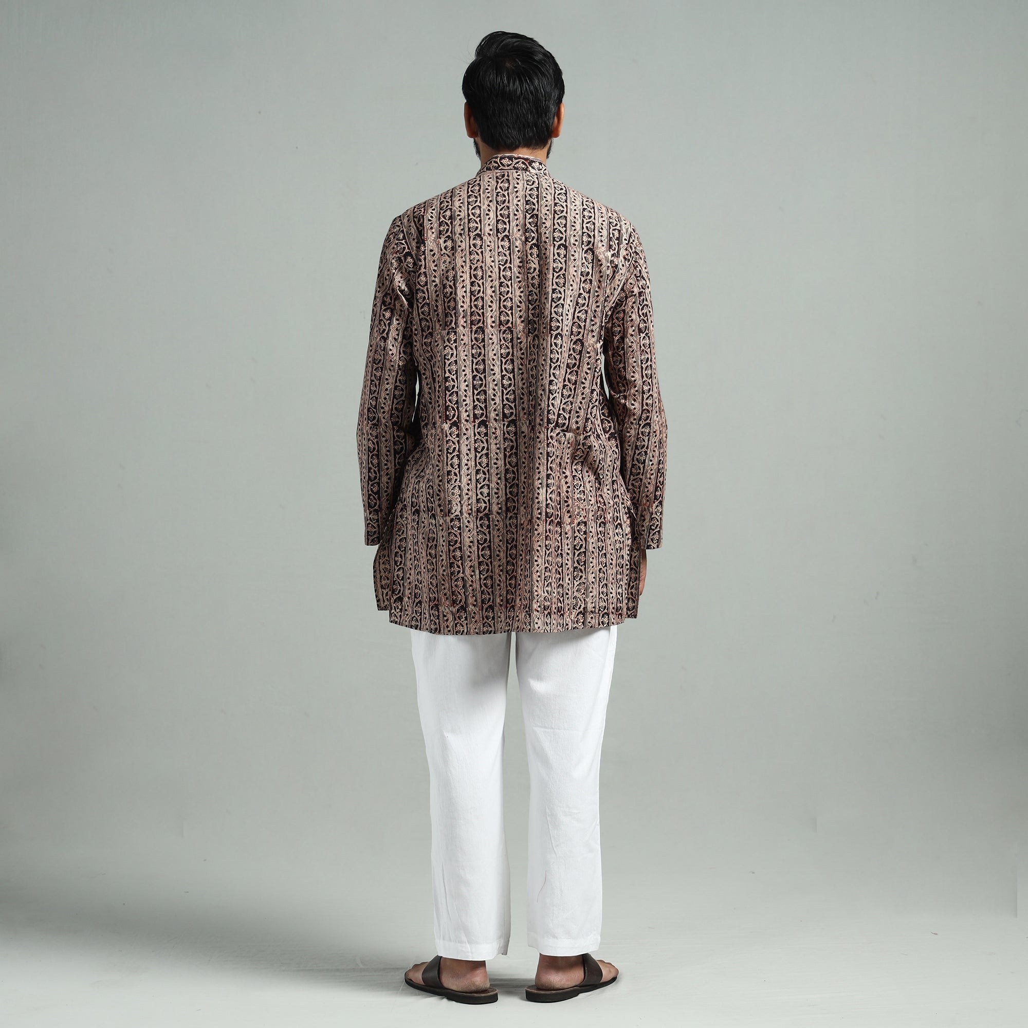 ITOKRI CASUALS Brown - Kalamkari Block Printed Cotton Men Short Kurta - view 7