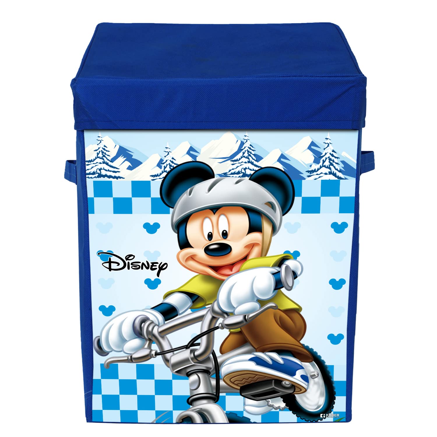 Heart Home Disney Mickey Print Foldable Laundry Basket|Clothes Storage Basket With Handle & Lid,60 Ltr.Pack of 2 (Blue) - view 2