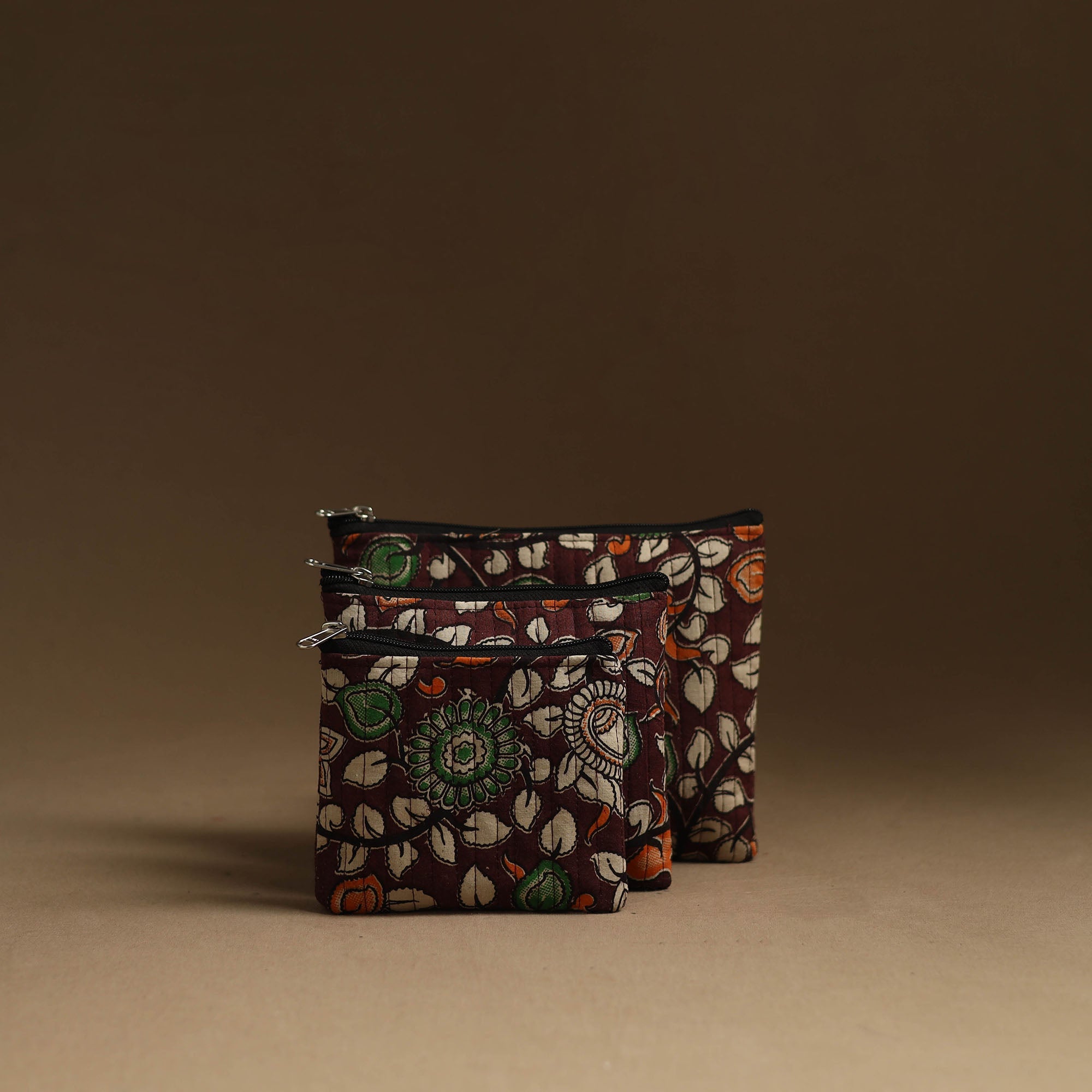 NOORI BAZAR Brown - Handmade Multipurpose Utility Pouches (Set of 3) 31