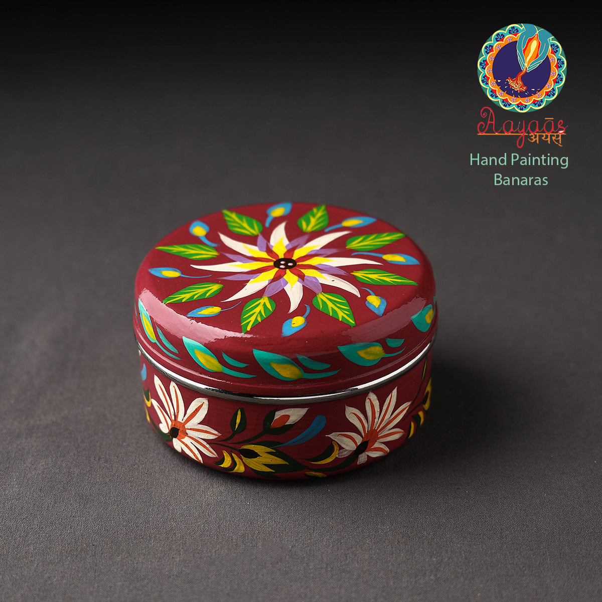 AAYAAS Banaras Handpainted Stainless Steel Multi Utility Container