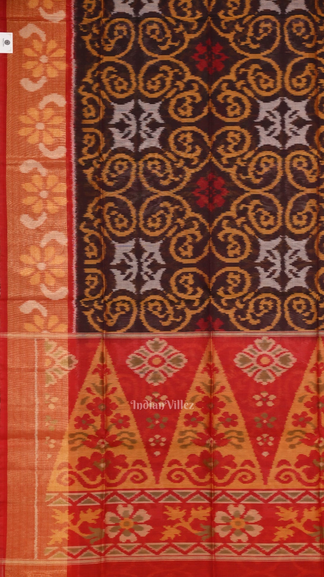 IndianVillèz Multicolor Pochampally Ikat Sico (Silk & Cotton) Saree with Zari Border - view 2