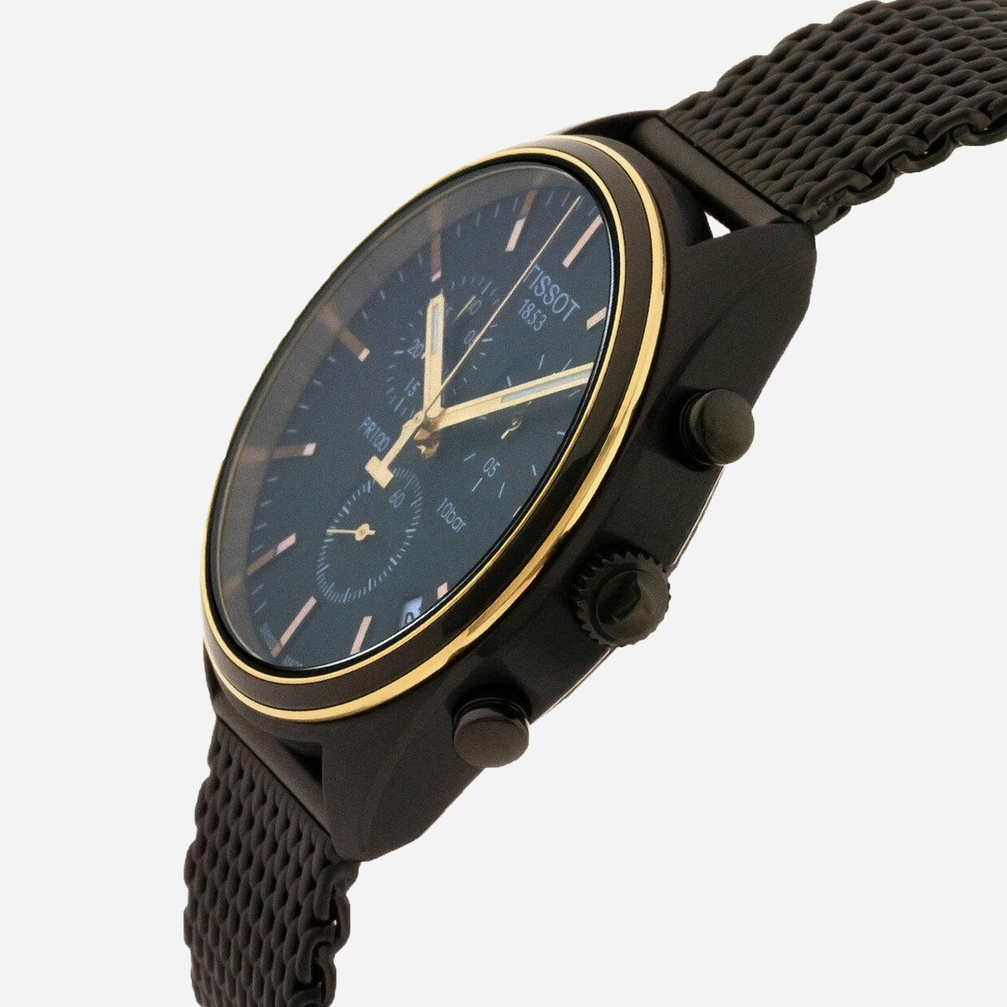 Tissot PR 100 Chronograph Black Dial Two-Tone Bracelet 41mm - view 3