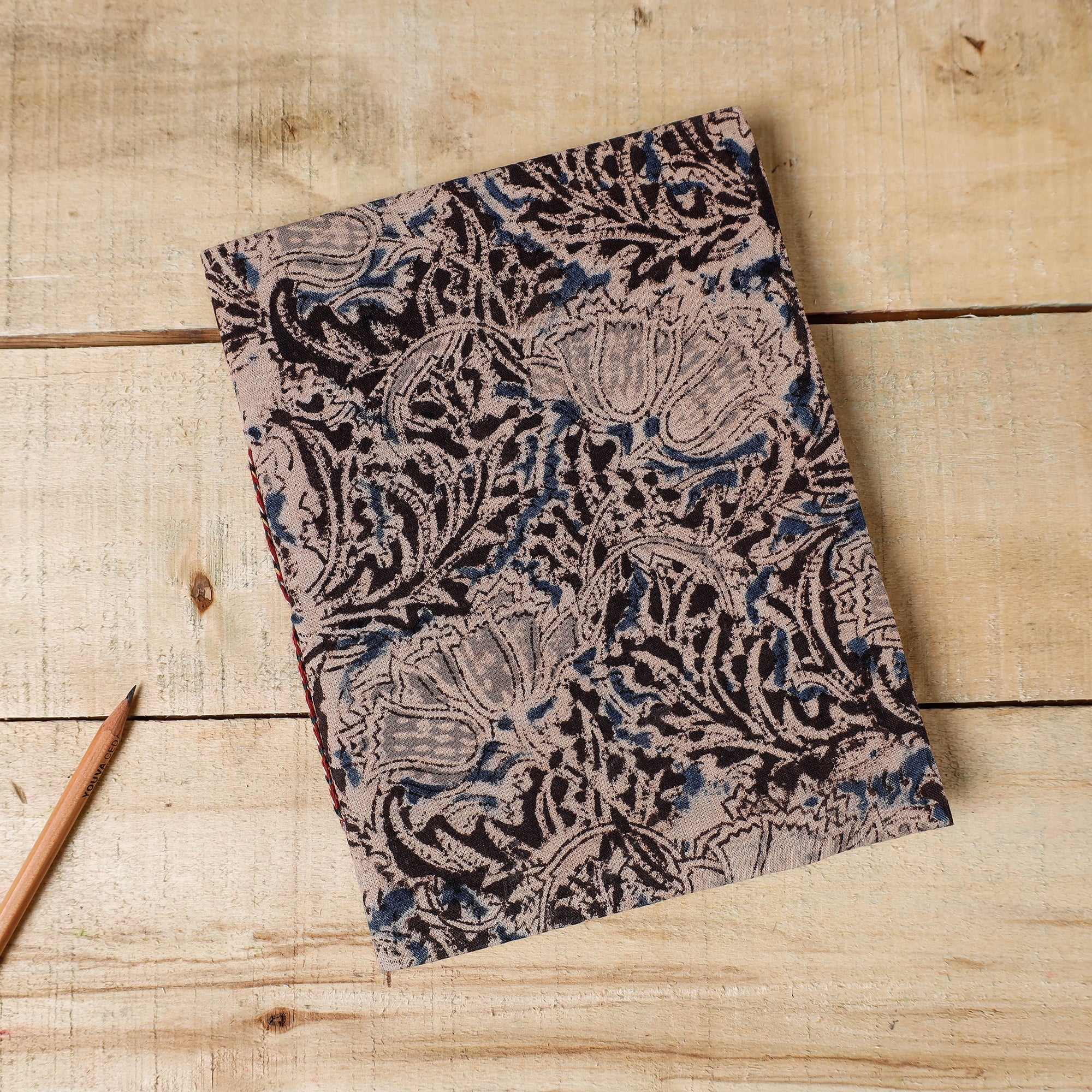 BINDAAS UNLIMITED Black - Kalamkari Fabric Cover Handmade Paper Notebook (9 x 7 in)