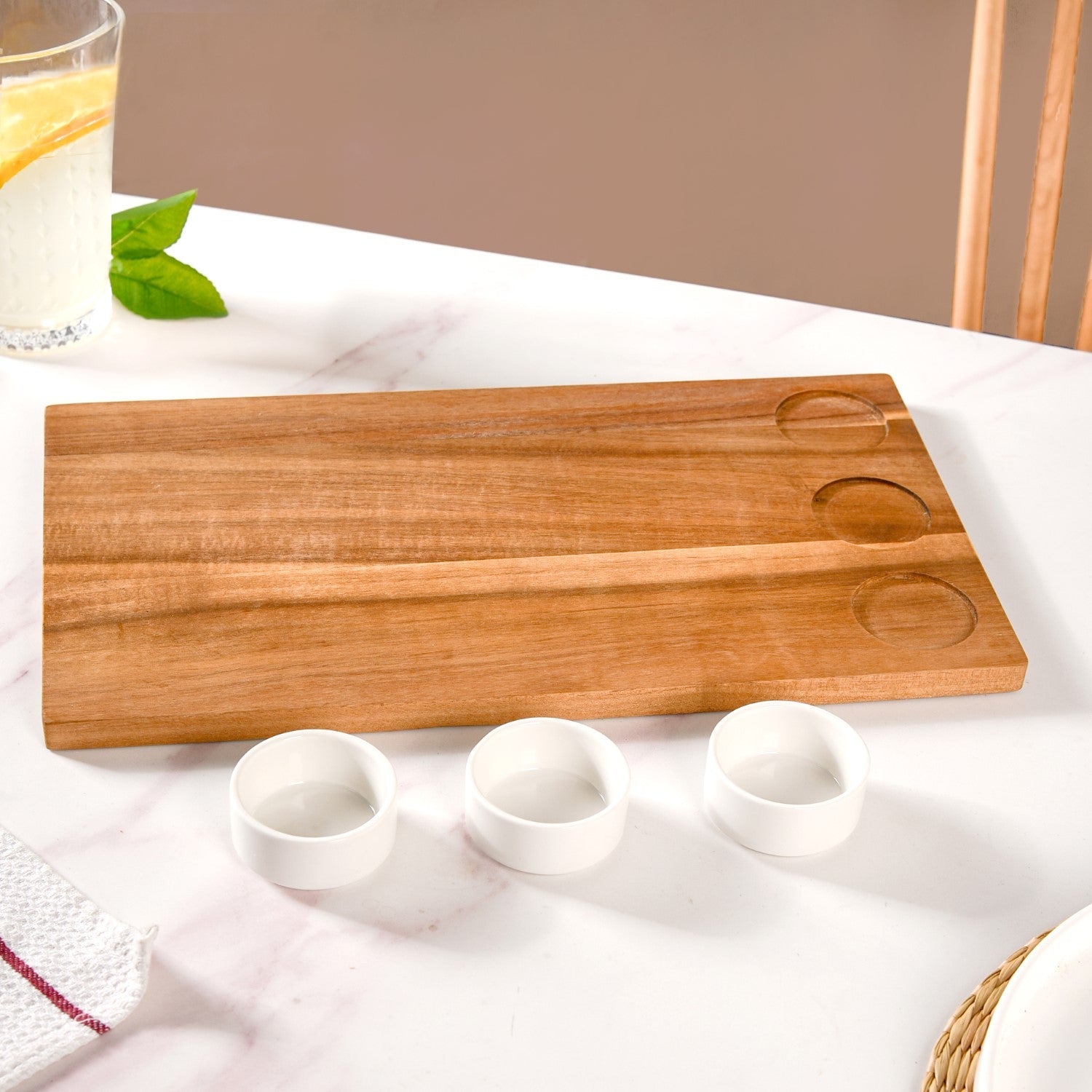 Nestasia Acacia Wood Cheeseboard With Set Of 3 Small Bowls 50ml - view 7