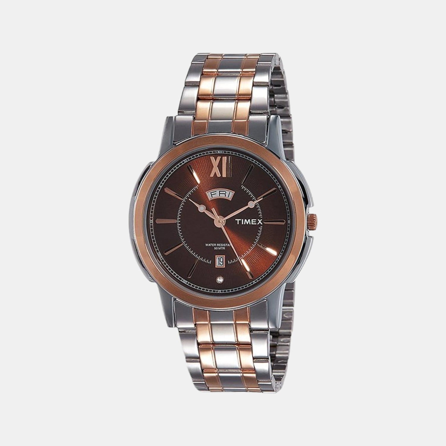 Timex Empera Men Quartz Brown Dial Analog Stainless Steel Watch TW000U312