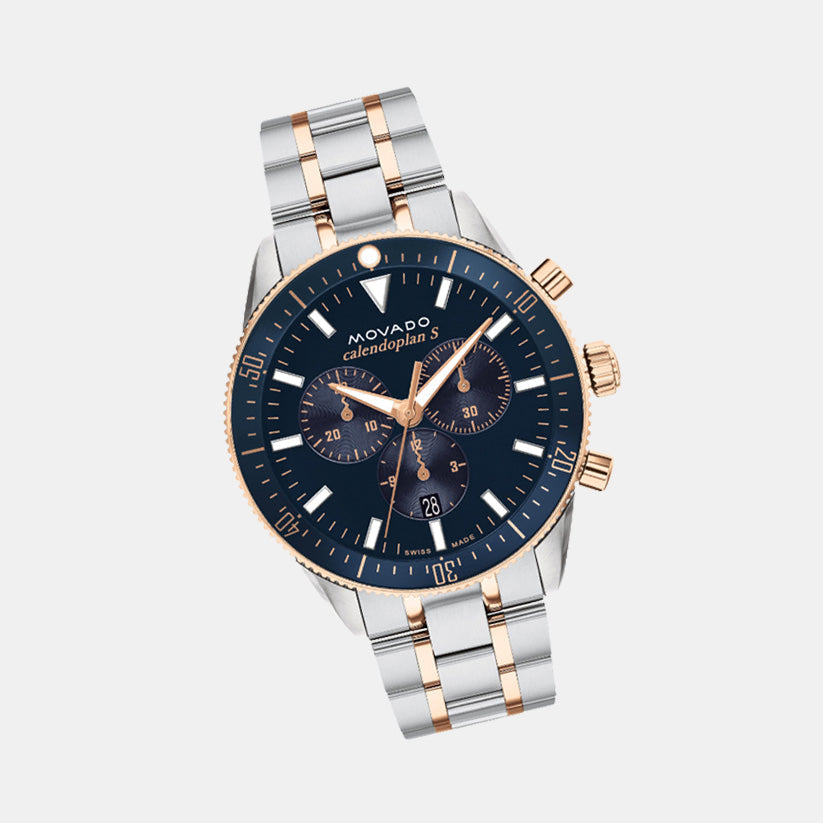 Movado Heritage Men Quartz Blue Dial Chronograph Stainless Steel Watch 3650183 - view 2