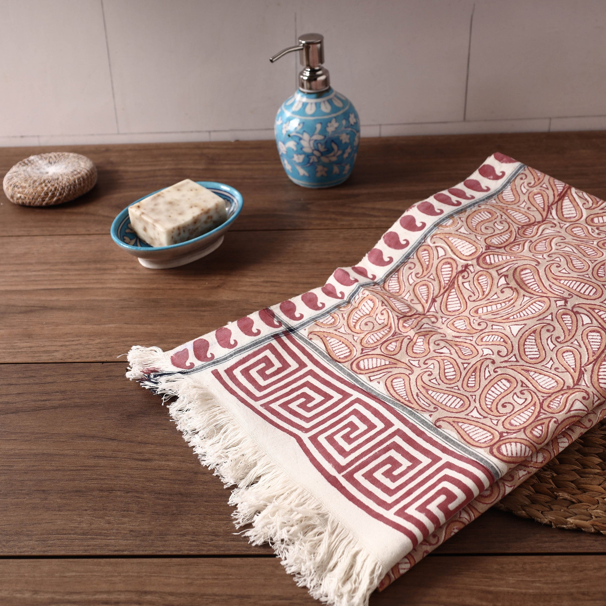 HAVELI CHRONICLES Brown - Sanganeri Block Printed Handloom Cotton Towel