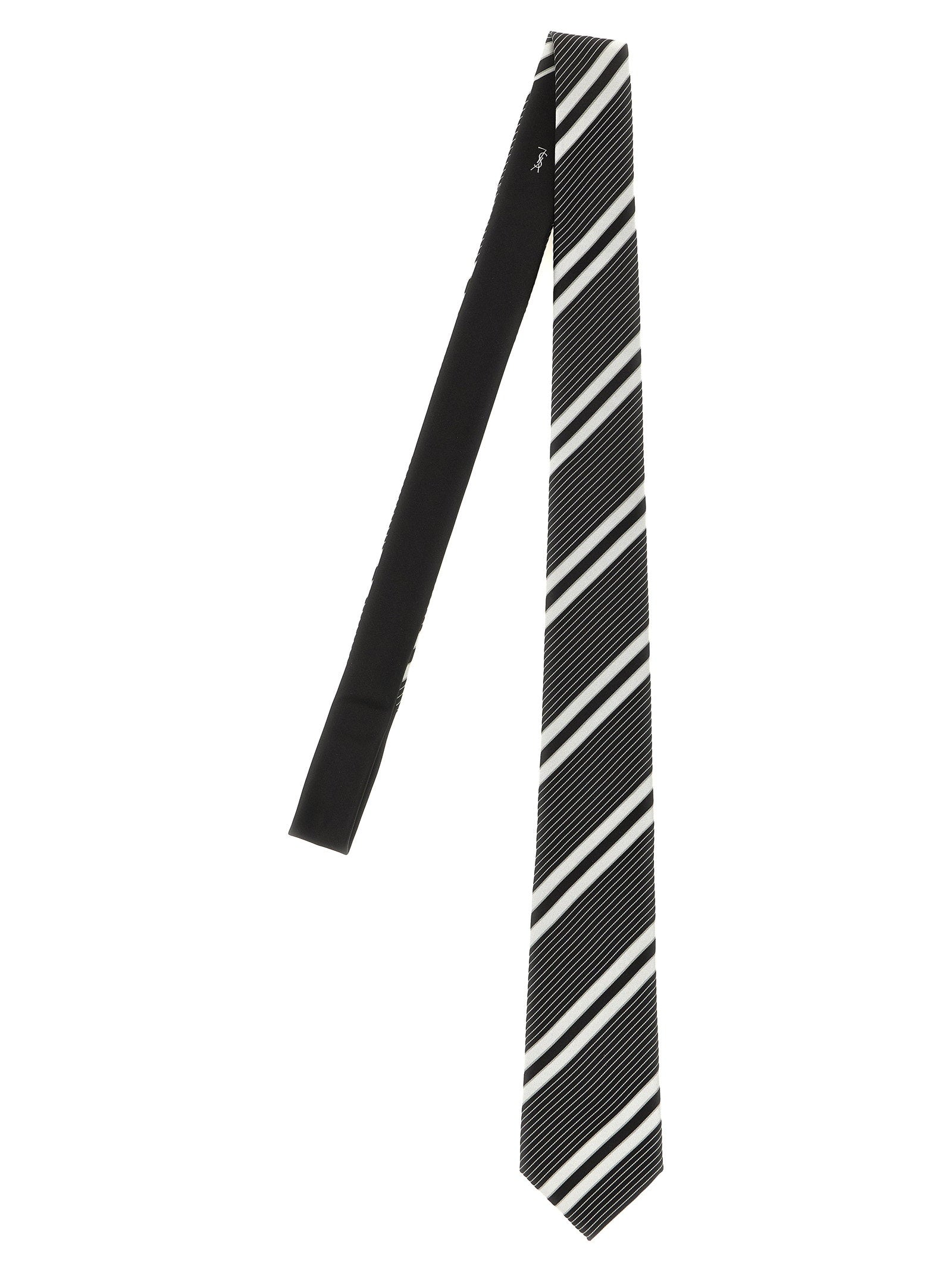 Saint Laurent Jacquard Diagonal Striped Tie – 100% silk