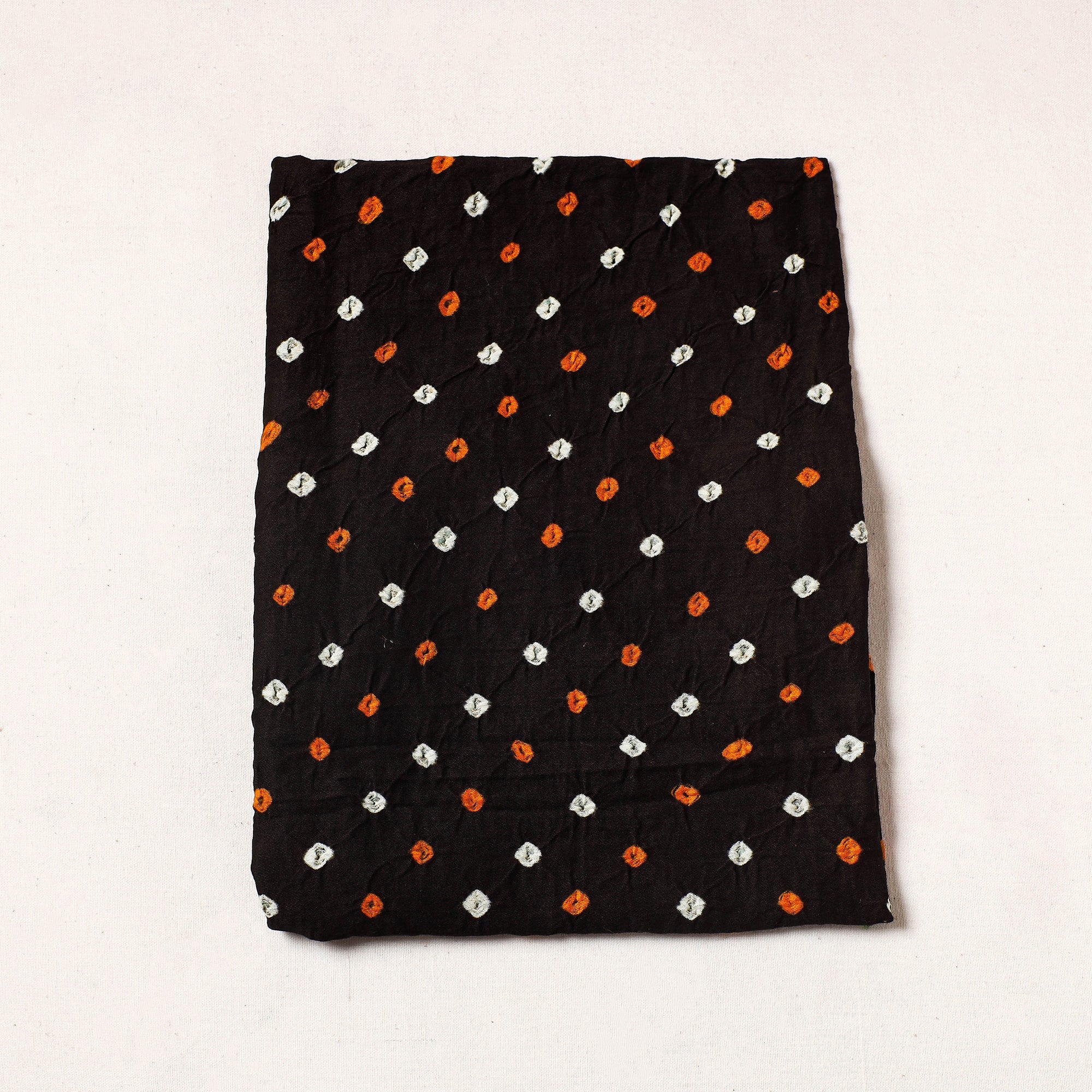 KACHCHH JI CHHAAP Black - Kutch Bandhani Tie-Dye Satin Cotton Precut Fabric