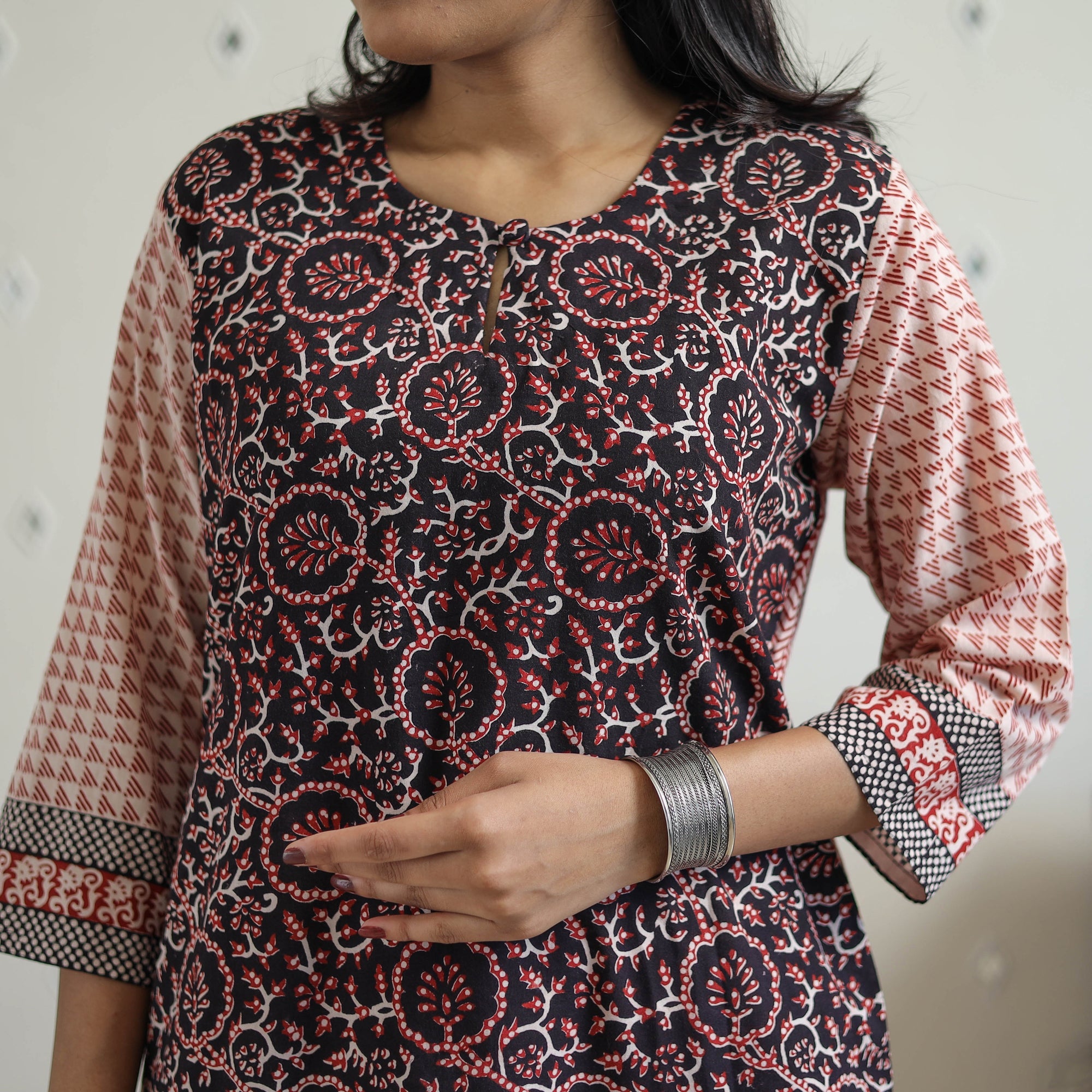 ITOKRI CASUALS Black - Block Print Cotton Straight Bagh Kurta 04 - view 5