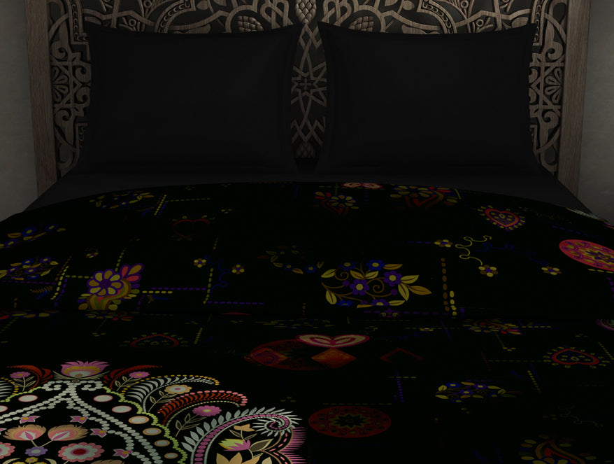 Spaces India Floral Ganache - Dark Brown Fleece Blanket - Banjara - Rangana By Spaces - view 4