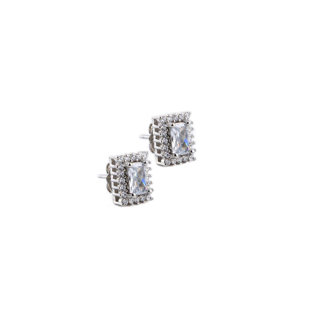 Prinjal Jewellers Silver Set Chain Rectangular Pendant with Earrings with Stones for Women - view 5