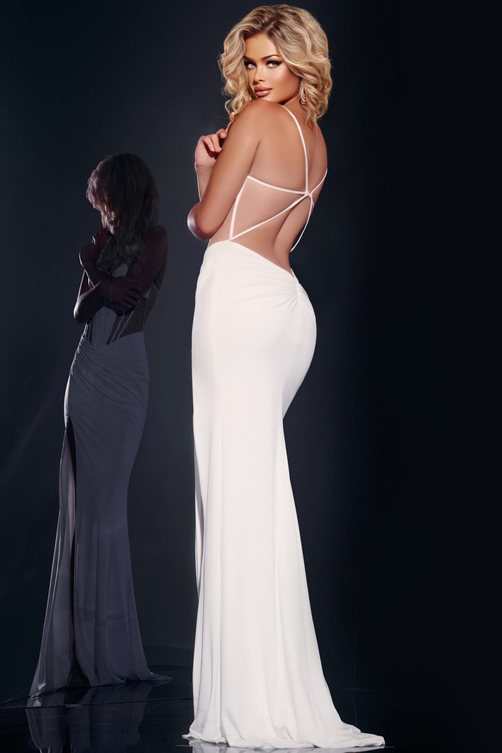 Fitted Sleeveless Corset Slit Gown by Jovani 42534 - view 2