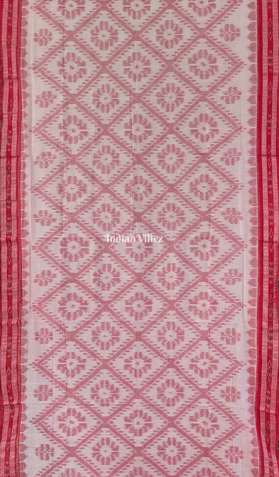 IndianVillèz Off White Maroon Maniabandha Odisha Ikat Cotton Saree - view 2