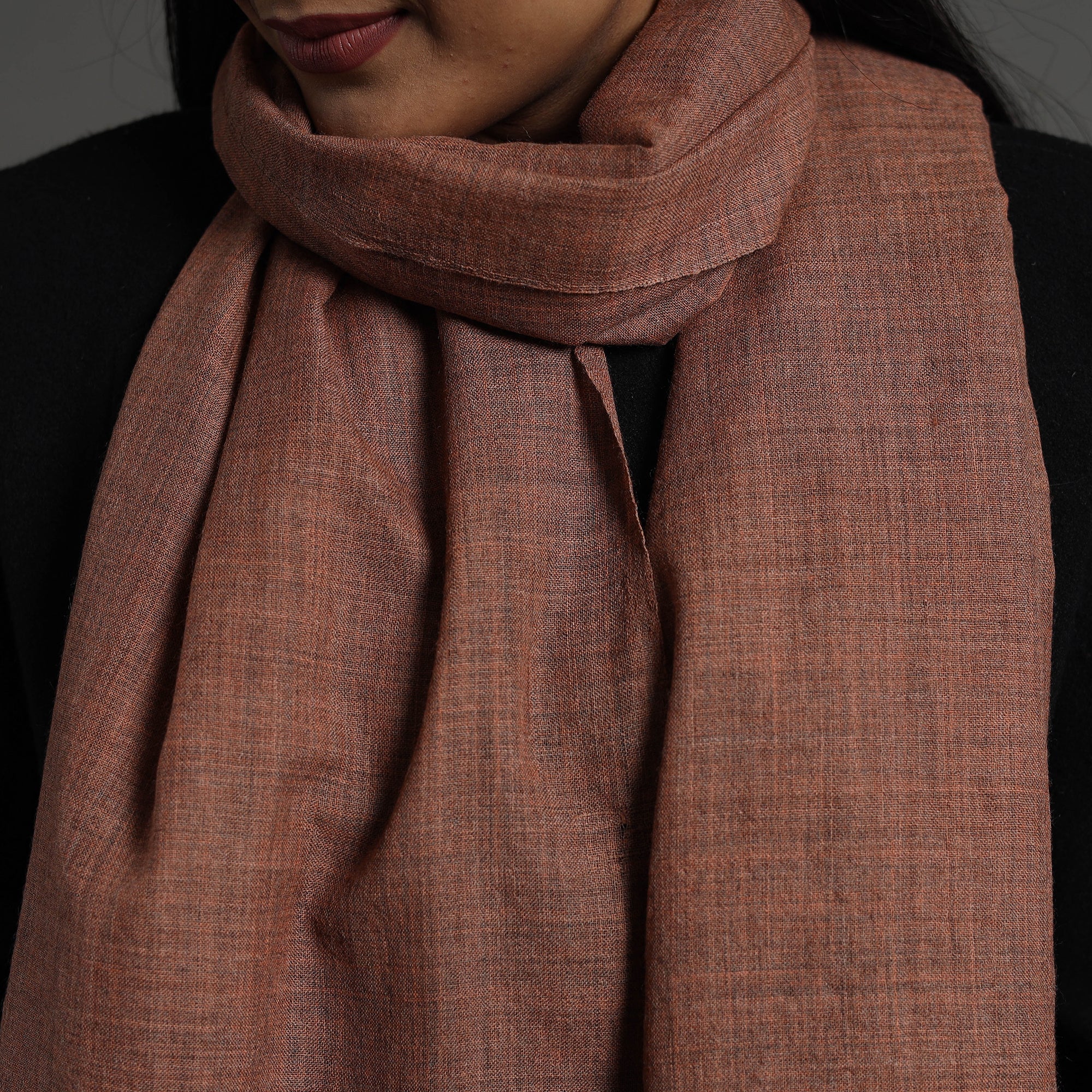 VANKAR BHIMJI KANJI Brown - Kutch Weaving Handwoven Merino Woollen Stole 08 - view 3