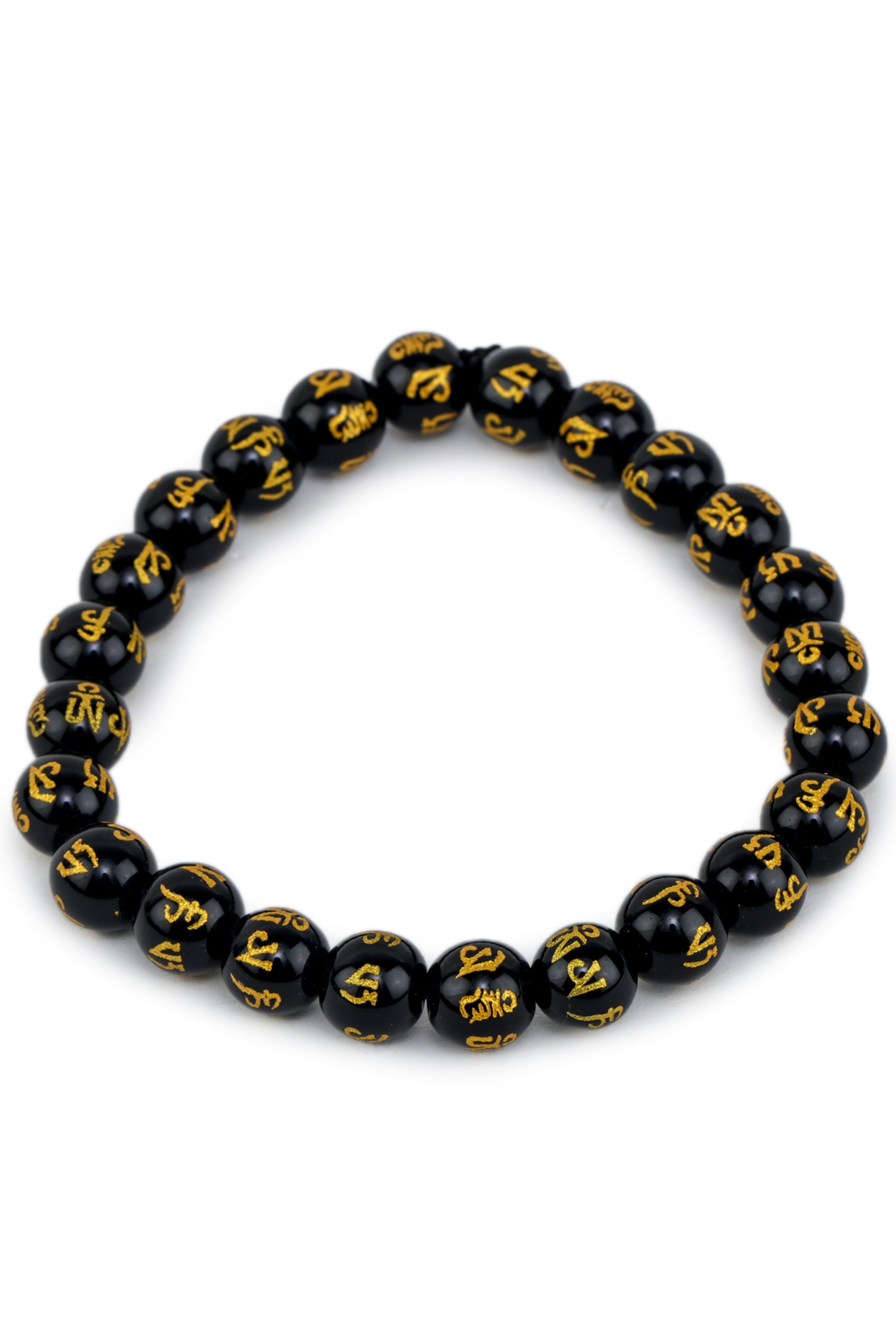Studio Vaidik Black Onyx Bracelet with Om Mani Padme Hum - view 3
