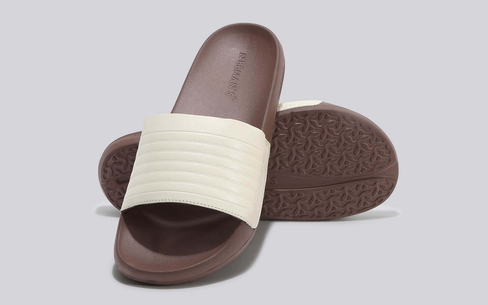 Neeman's FootBed Slides for Women : Ivory Brown - view 6