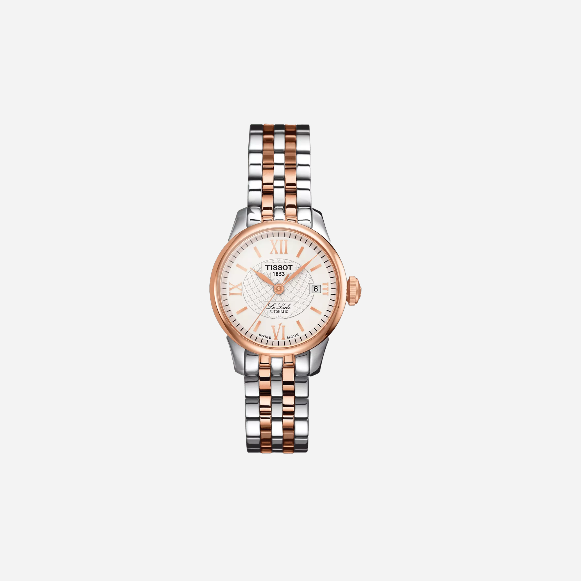 Tissot Le Locle Automatic Small lady 25.30mm Silver Dial Grey/Rose Gold PVD Stainless Steel Watch