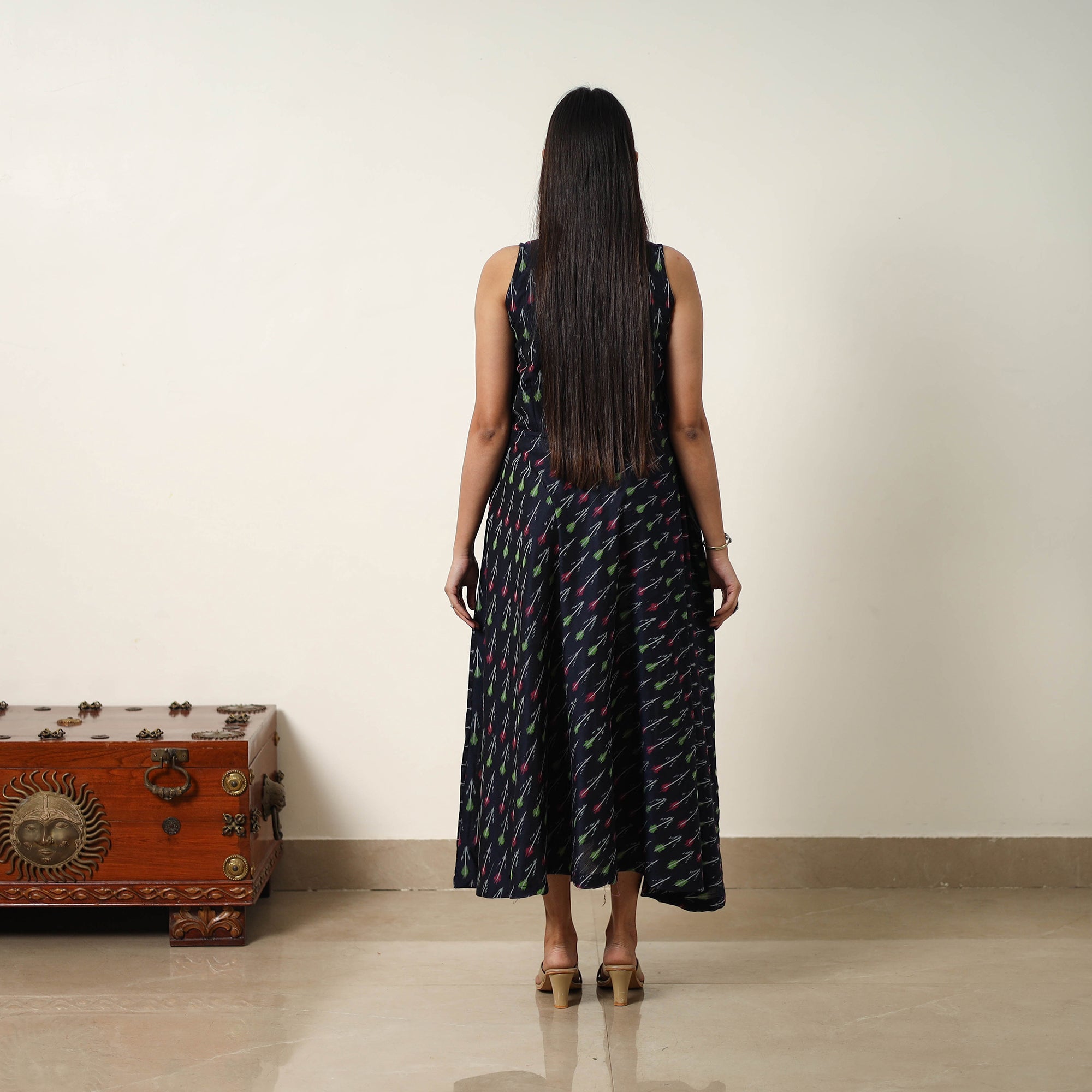 ITOKRI CASUALS Black - Mercerized Cotton Flared Pochampally Ikat Dress 20 - view 4
