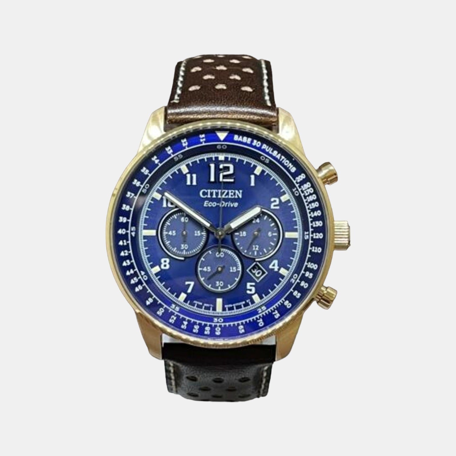 Citizen Eco-Drive Men Eco-Drive Blue Dial Chronograph Leather Watch CA4503-18L
