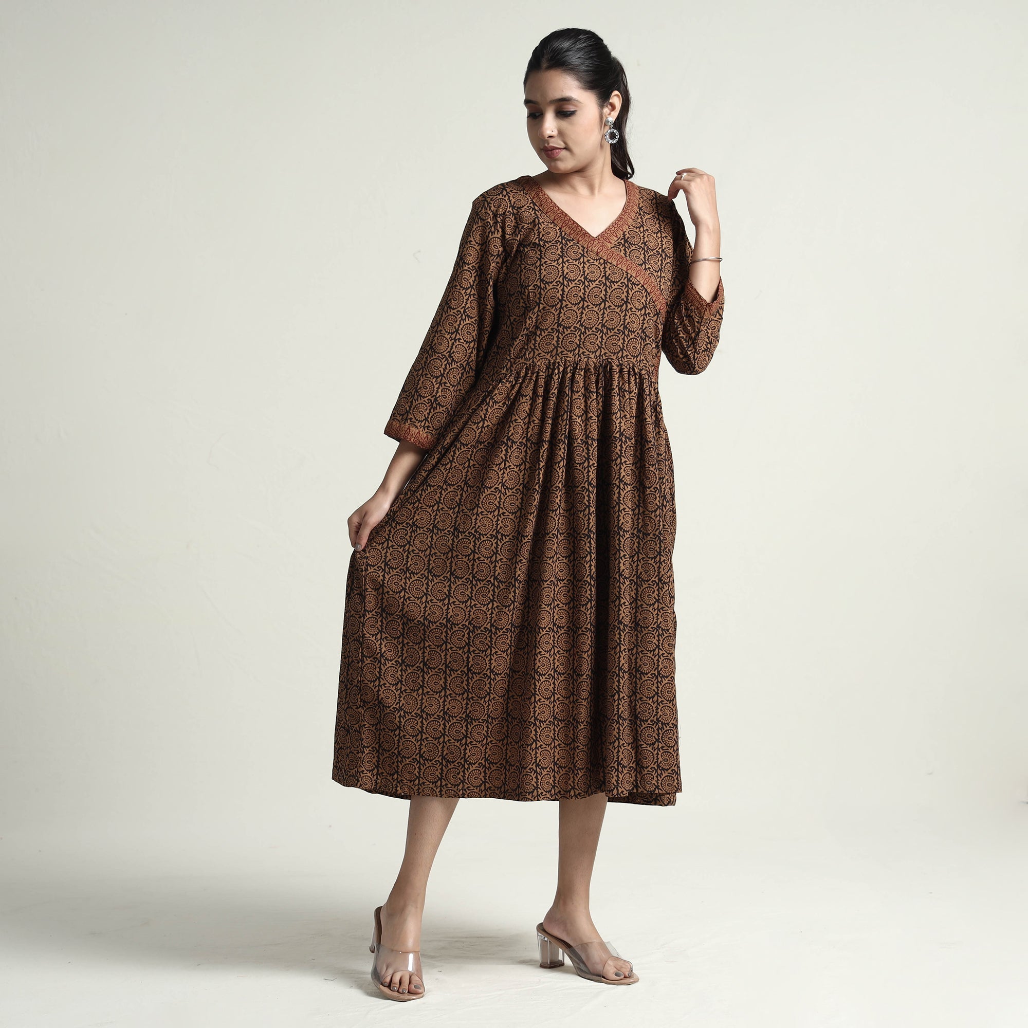 ITOKRI CASUALS Brown - Bagh Block Printed Cotton Dress - view 2