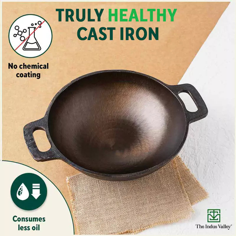 The Indus Valley Super Smooth Cast Iron Set: Free ₹400 Tadka Pan+ Frypan+ Kadai+ Tawa, Kitchen set for Home, Nonstick, 100% Pure,Toxin-free - view 4