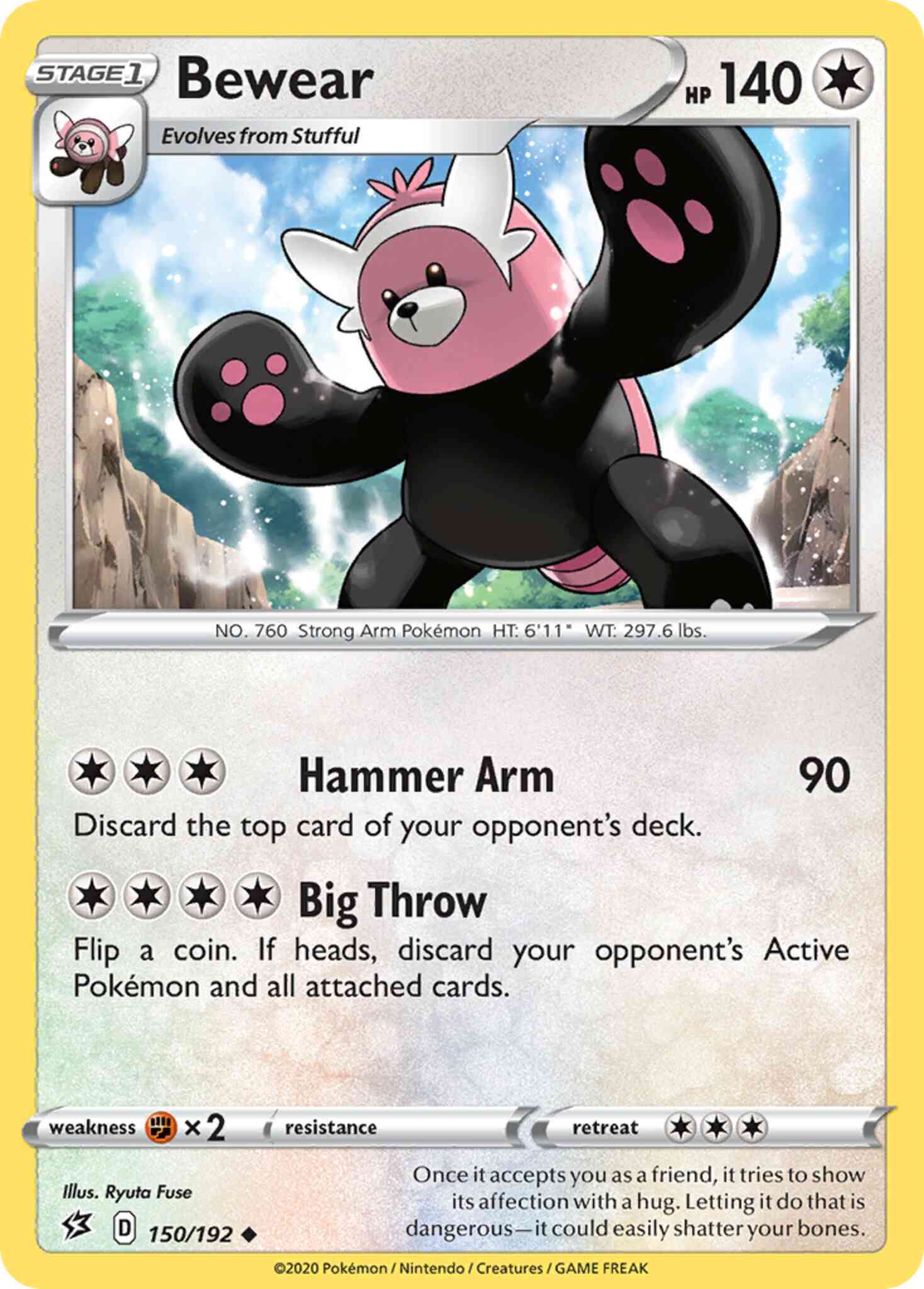 Uncommon swsh2-150 non-holo – Pokémon Bewear - 150/192 - Uncommon [swsh2-150] [Non-Holo]