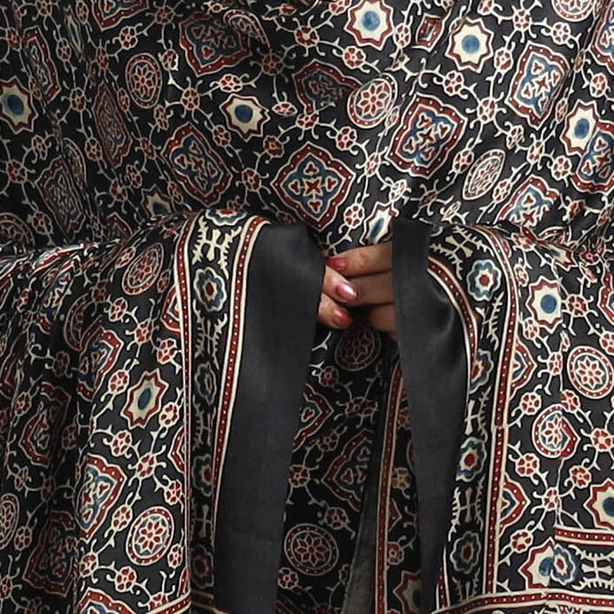 KACHCHH JI CHHAAP Black - Modal Silk Block Print Ajrakh Dupatta 97 - view 4
