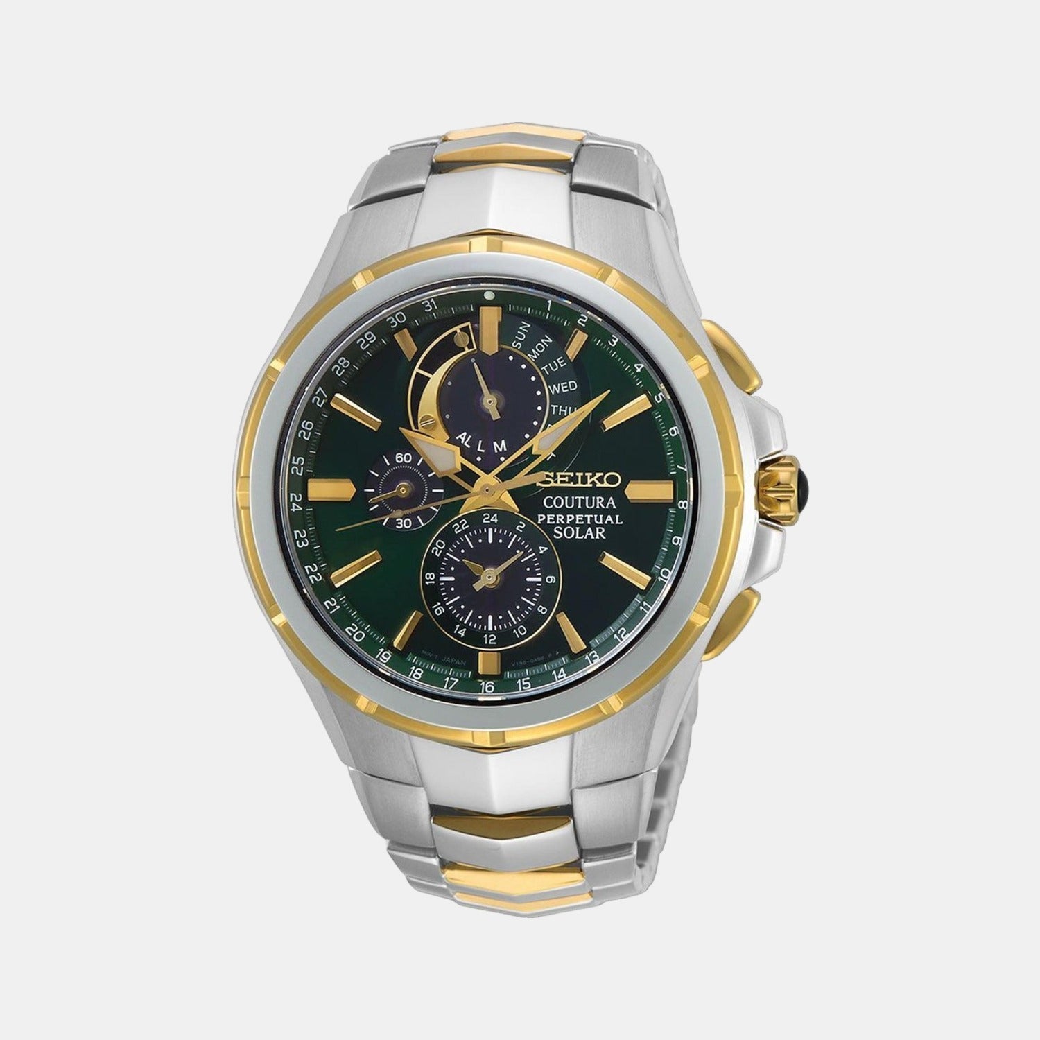 Seiko Coutura Men Solar Green Dial Chronograph Stainless Steel Watch SSC764P1