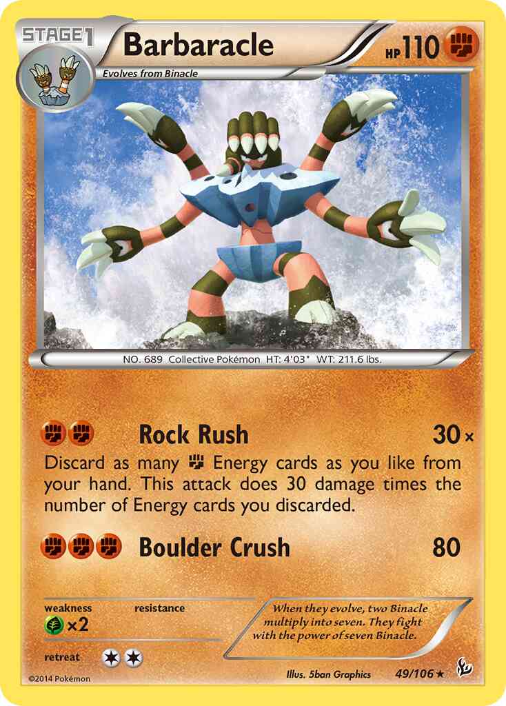 Rare xy2-49 non-holo – Pokémon Barbaracle - 49/106 - Rare [xy2-49] [Non-Holo]