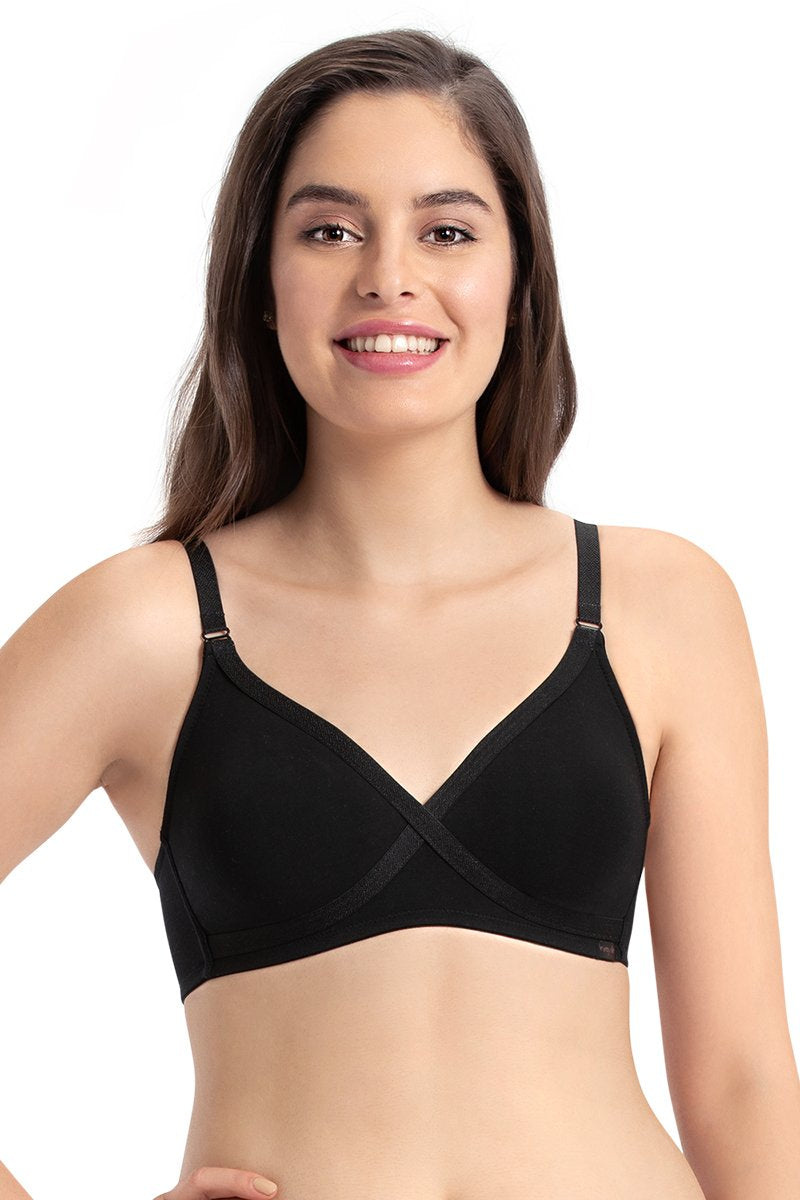 every de Non-Padded Non Wired Smoothing Crossover Bra - Black - view 2