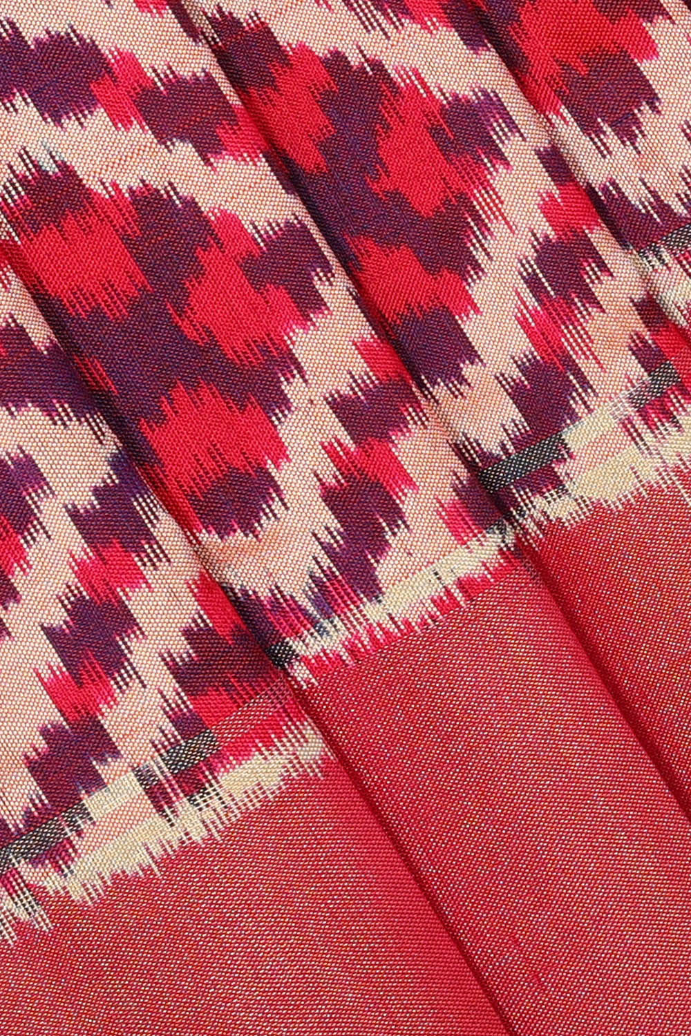 Kalanjali Ikat Silk Dark Magenta Saree – Women's - view 2
