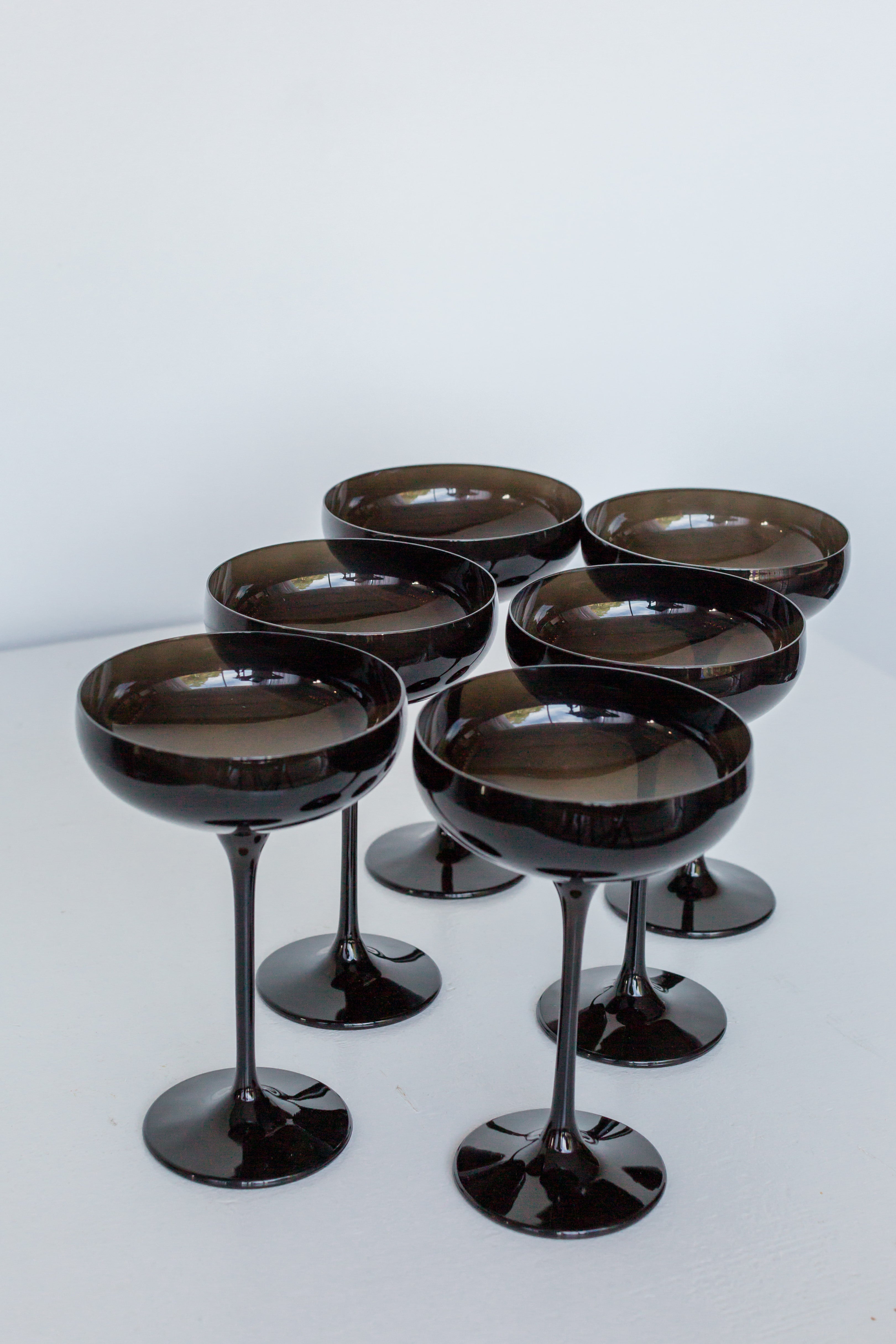 Estelle Colored Glass Estelle Colored Champagne Coupe Stemware - Set of 6 {Black Onyx}