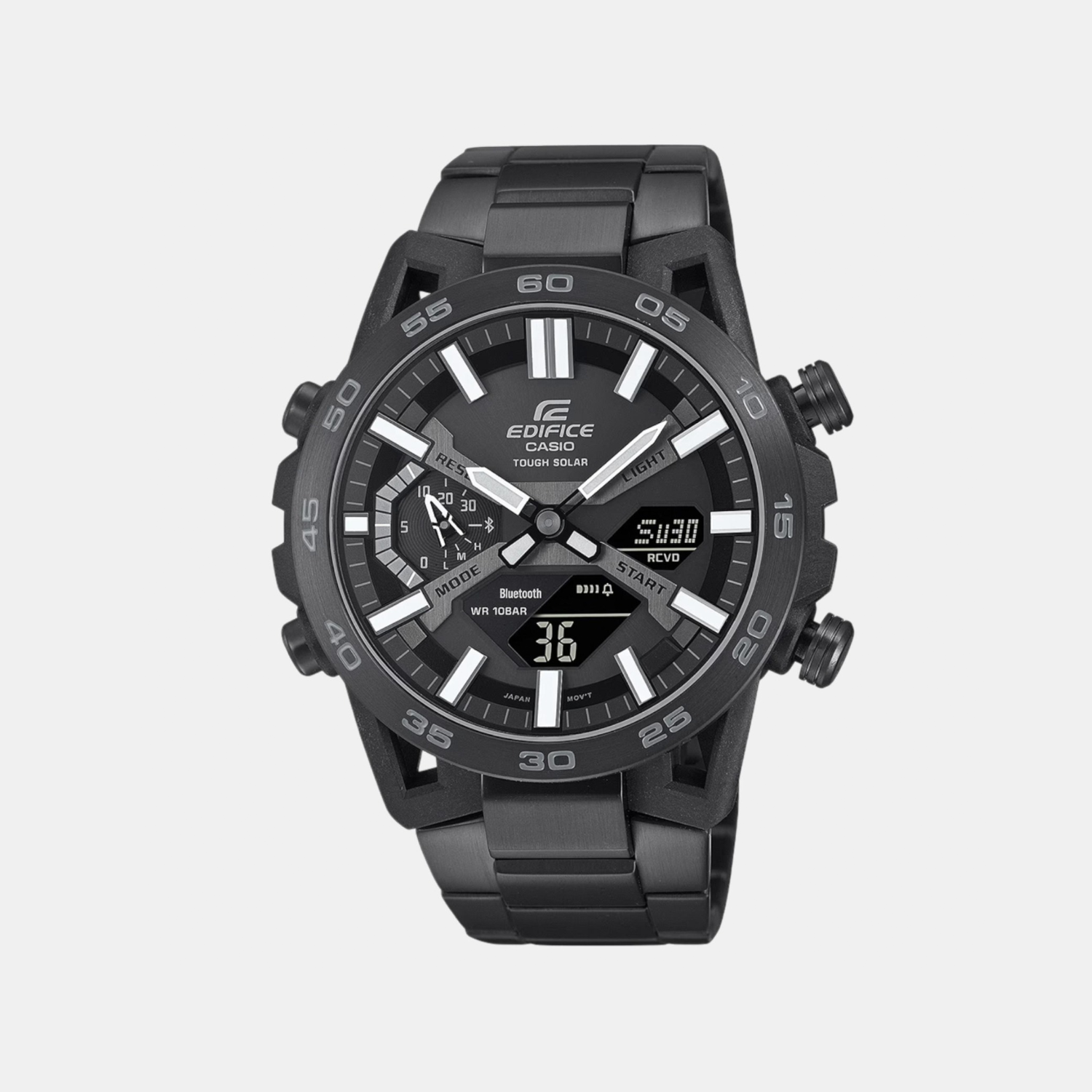 Casio Edifice Men Quartz Black Dial Analog-Digital Stainless Steel Watch ED608