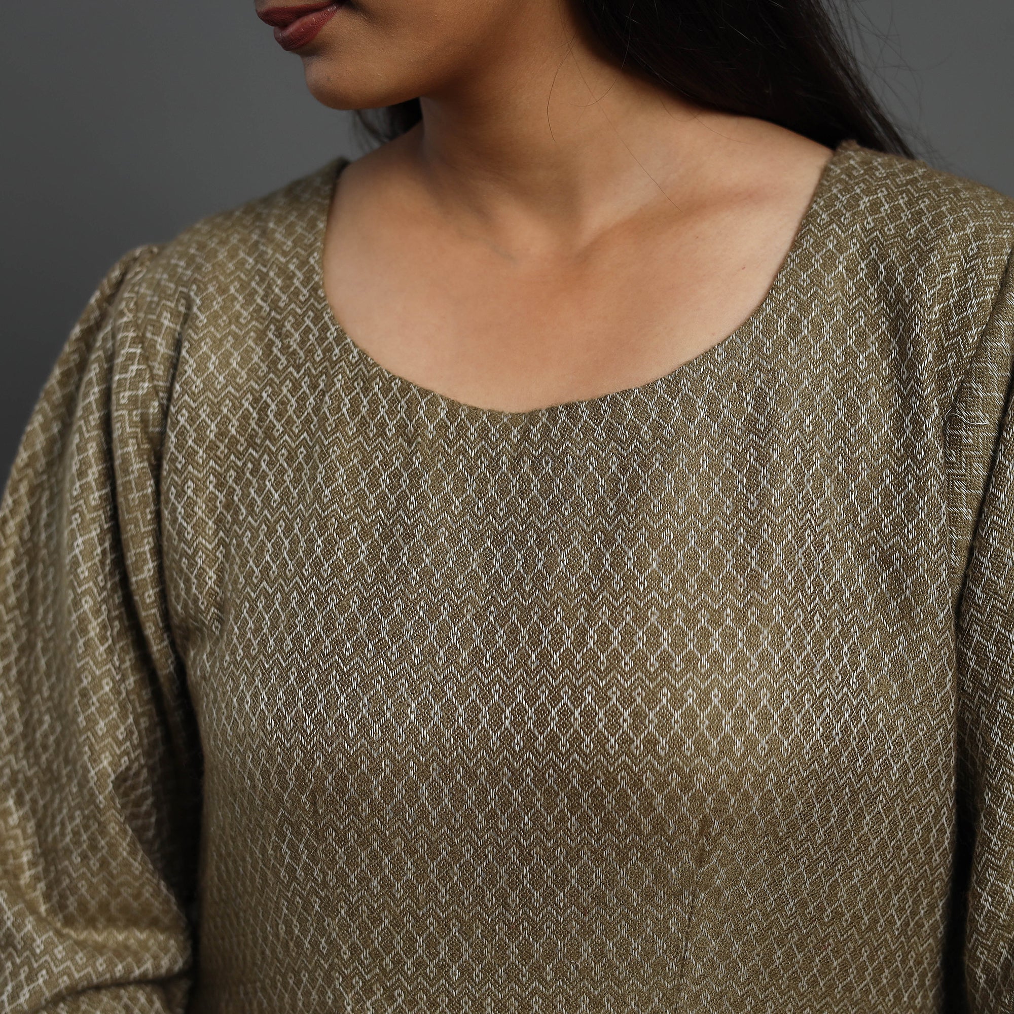 ITOKRI CASUALS Ananya Brown Plain Flared Woolen Dress 04 - view 6