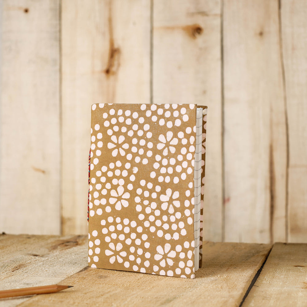 BINDAAS UNLIMITED Brown - Batik Fabric Cover Handmade Paper Notebook (7 x 5 in)