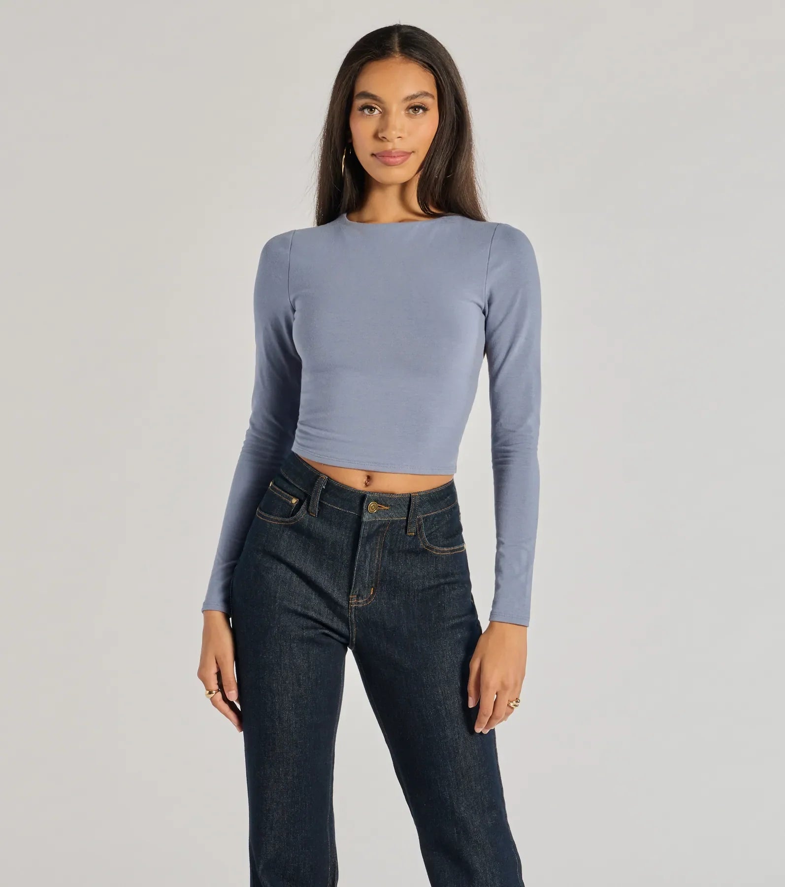 Windsor Elevated Staple Open Back Long Sleeve Top