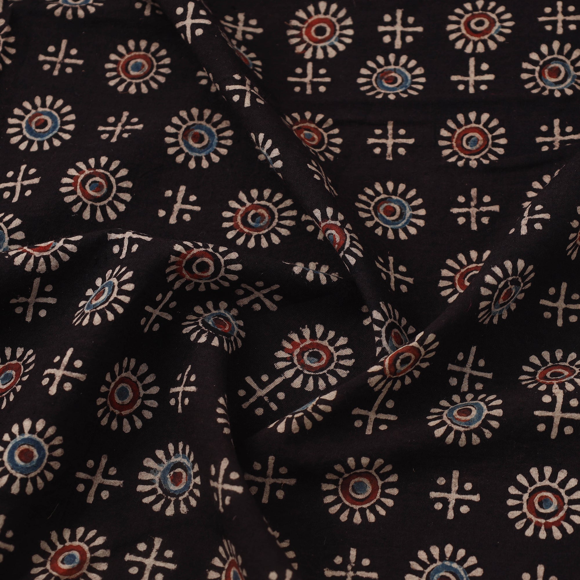 KACHCHH JI CHHAAP Black - Block Print Cotton Natural Dyed Ajrakh Fabric 18 - view 3