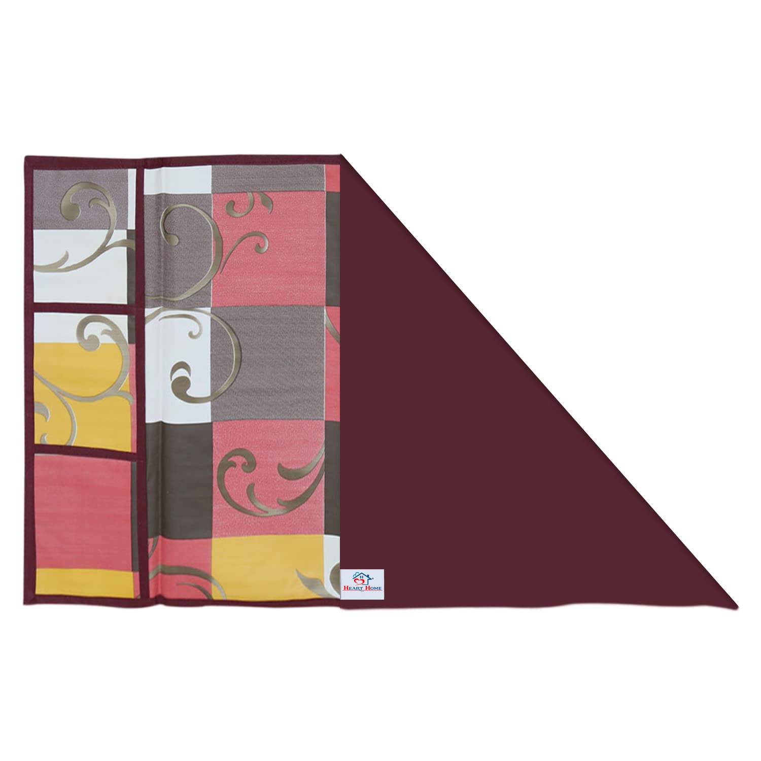 Heart Home Multicheck Printed PVC Fridge Top Cover, Protect for Scratches, Wear & Tear and Dust with 6 Utility Side Pockets (Multicolor) - view 3