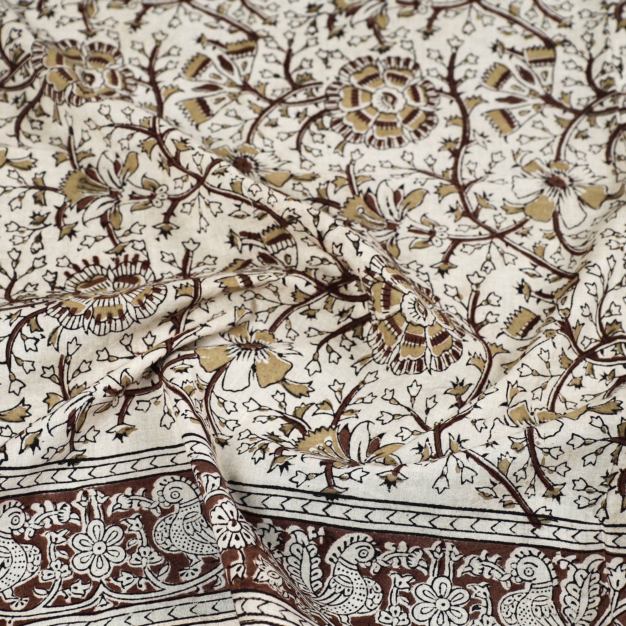 PITCHUKA SRINIVAS KALAMKARI PEDANA Beige - Pedana Kalamkari Block Printed Natural Dyed Cotton Scarf 82 - view 2