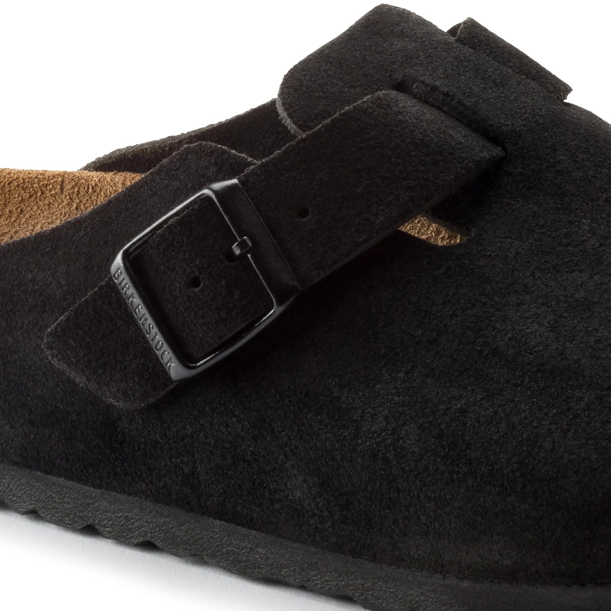 Birkenstock Boston Suede Flat Sandals Black (W) - view 6