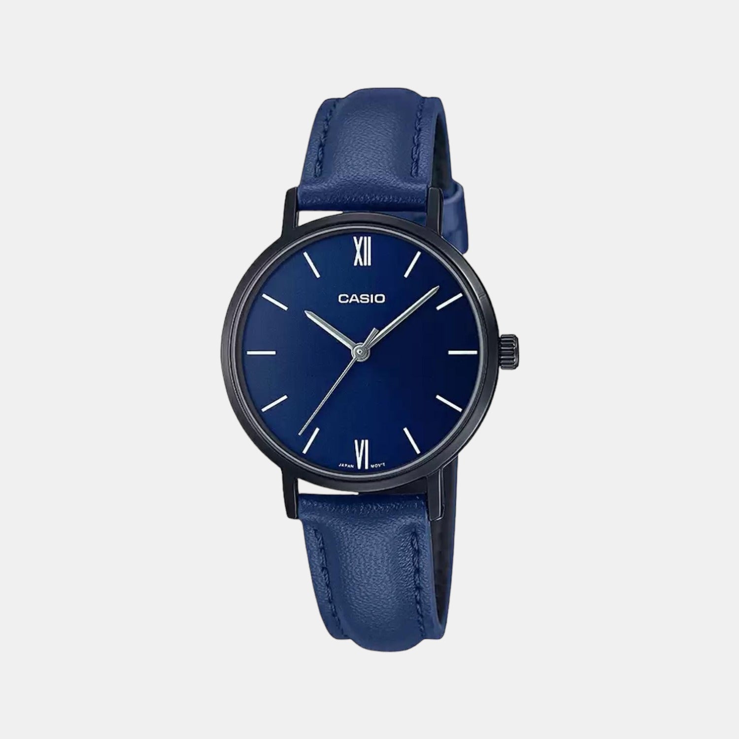 Casio Enticer Women Quartz Blue Dial Analog Leather Watch A2001