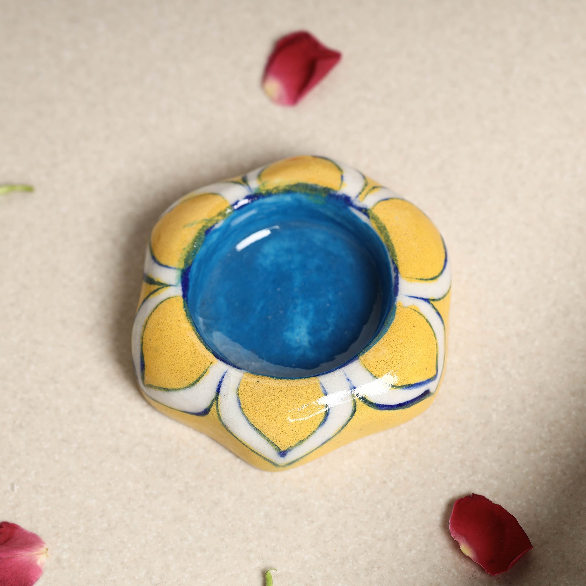 RAJASTHAN BLUE POTTERY Original Blue Pottery Ceramic Tealight Candle Holder - view 2