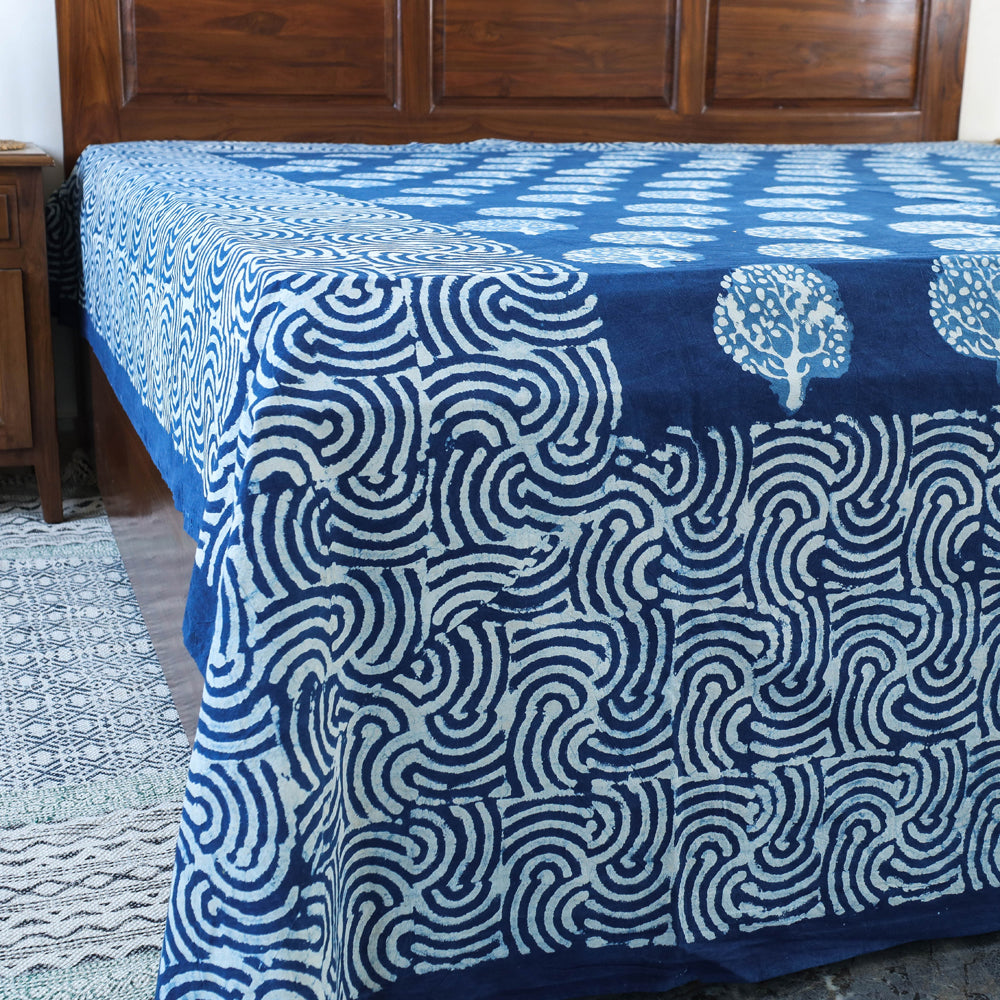BINDAAS UNLIMITED Blue - Block Art Print Cotton Double Bindaas Bed Sheet (110 x 93 in) - view 3
