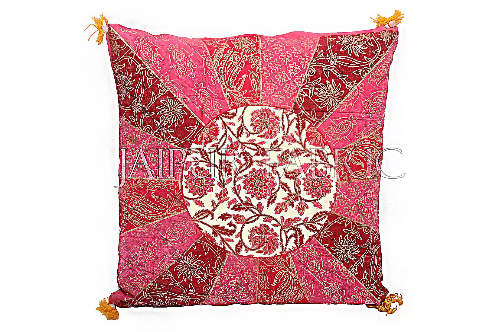 JaipurFabric® Peach Color Rangoli Print Cotton Cushion Cover - view 3