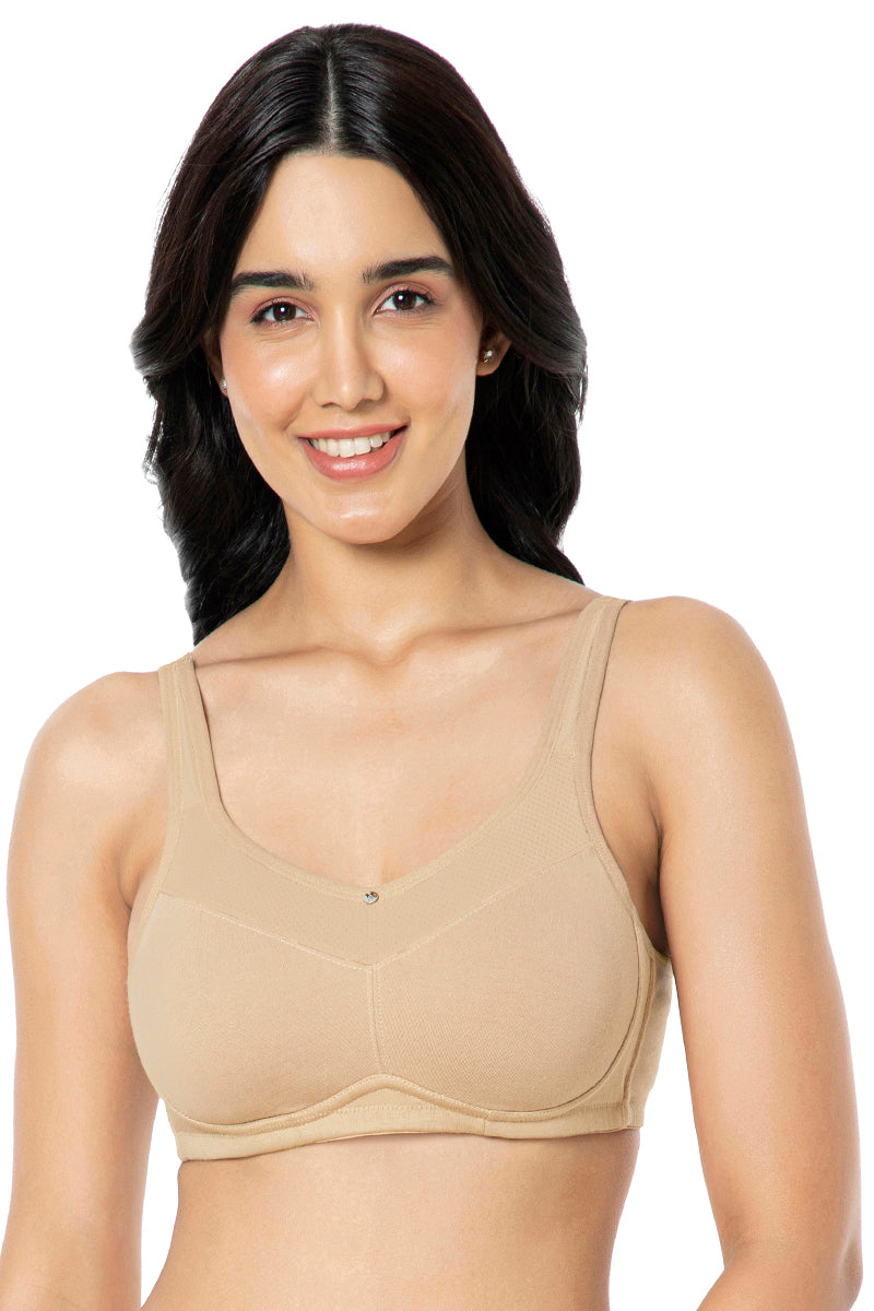 Amante Cotton Smooth Back Solid Non Padded Non-Wired Support bra - Sandalwood