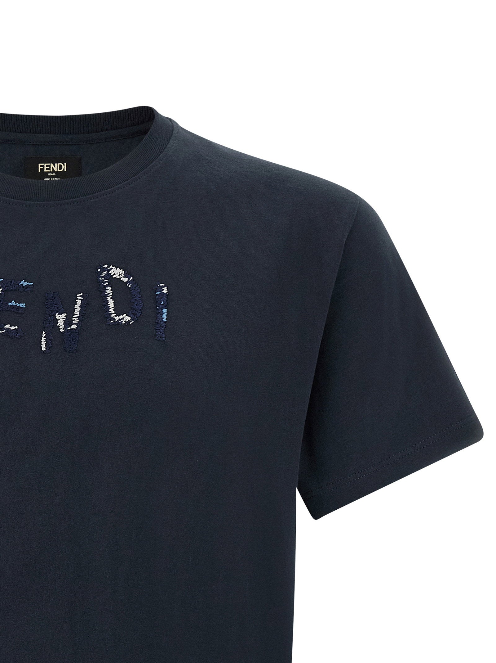 Fendi Logo Embroidery T-shirt – 100% cotton - view 3