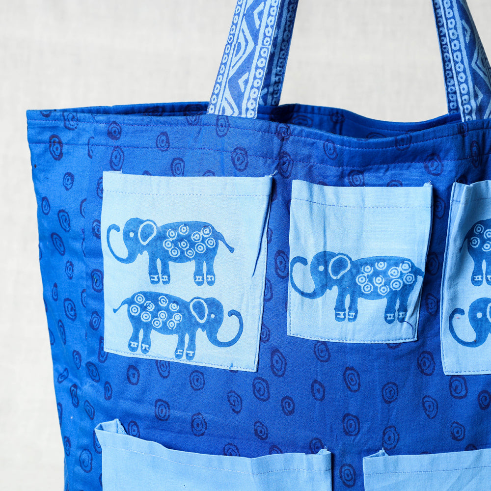 DASTKAR RANTHAMBORE Blue - Hand Block Print Cotton Shoulder Bag - view 2