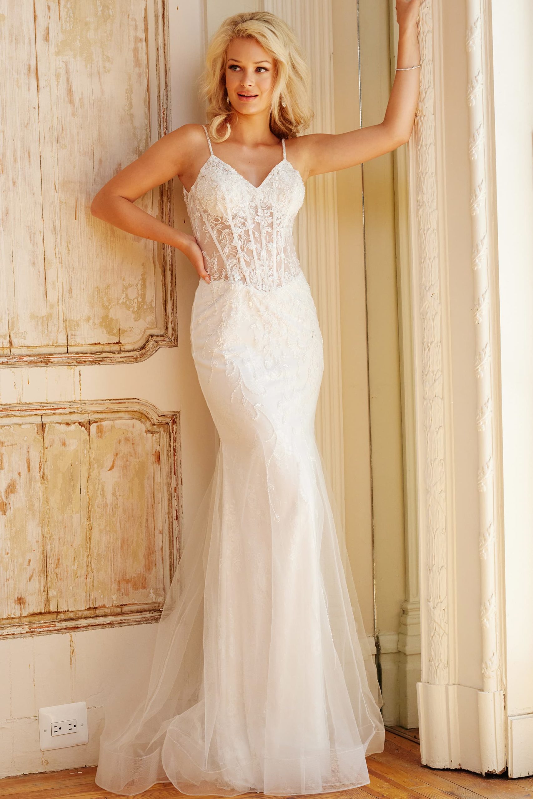 Jovani JB63673 Long Bridal Gown Beaded Wedding Dress
